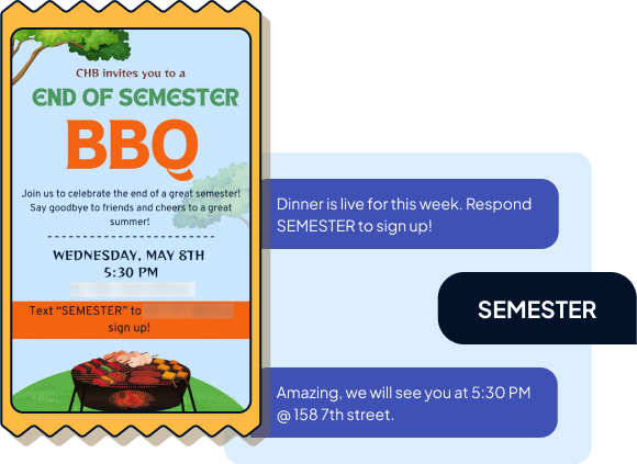 Text to RSVP on a flyer for BBQ